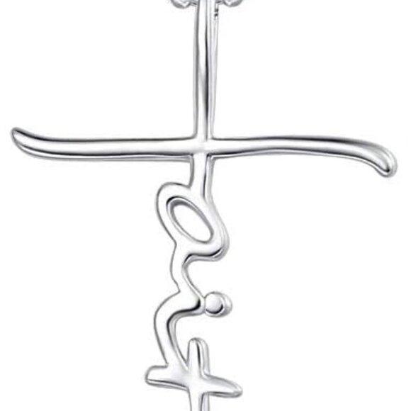 Faith Necklace for Women 925 Sterling Silver Cross Pendant Necklace Birthstone I - Picture 1 of 7